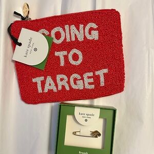 Kate Spade Red Beaded Pouch and brooch